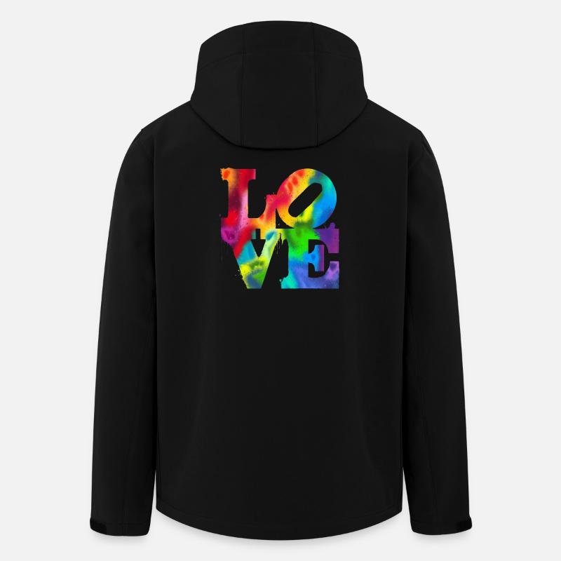 Rainbow Graffiti LOVE Burst - Men’s Recycled Softshell Jacket by Stanley/Stella - black