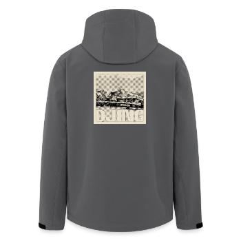 DJing Halftone Mix - Men’s Recycled Softshell Jacket by Stanley/Stella - anthracite - Back - AI Model Male 185 light (185cm)