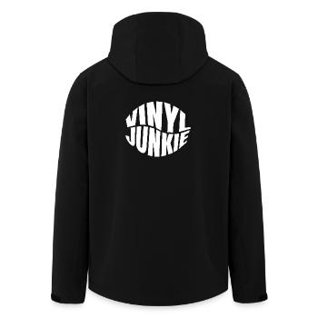 Vinyl Junkie Circle Logo - Men’s Recycled Softshell Jacket by Stanley/Stella - black - Back - AI Model Male 185 light (185cm)