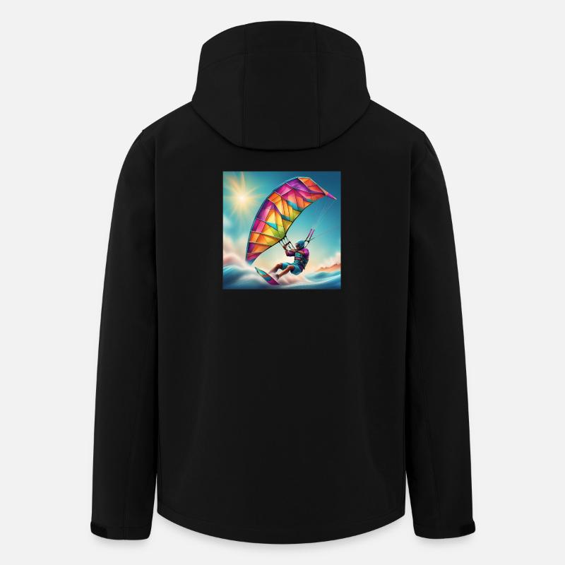 kitesurf, kite, fan de glisse - Veste softshell homme en polyester recyclé Stanley/Stella - noir