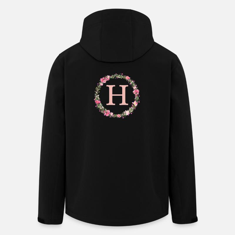 H Monogramm, Blumen-Kranz, personalisierbar - Recycelte Männer Softshell-Jacke von Stanley/Stella - Schwarz