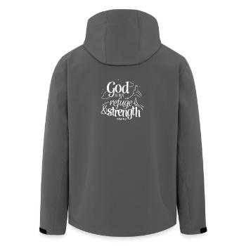 God is our refuge and strength - Recycelte Männer Softshell-Jacke von Stanley/Stella - Anthrazit - Hinten - AI Model Male 185 light (185cm)