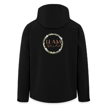 L’équipe de la mariée ! Couronne de fleurs personnalisable - Veste softshell homme en polyester recyclé Stanley/Stella - noir - Dos - AI Model Male 185 light (185cm)