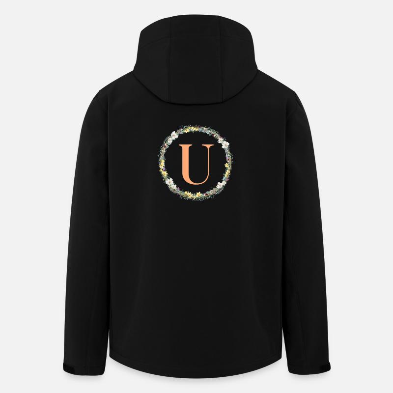 U Monogram, Flower Wreath, Personalizable - Men’s Recycled Softshell Jacket by Stanley/Stella - black