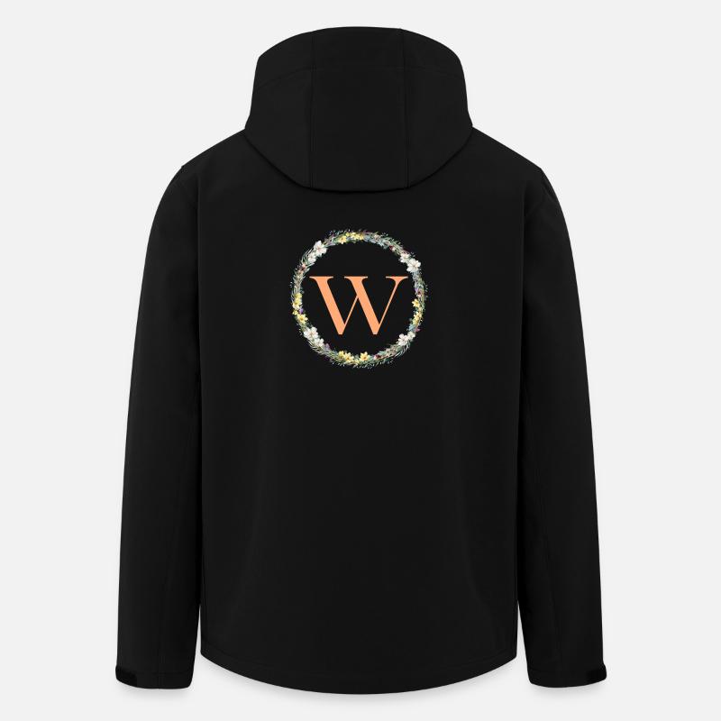W Monogram, Couronne de fleurs, Personnalisable - Veste softshell homme en polyester recyclé Stanley/Stella - noir