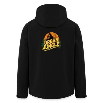 Urban Jungle Logo Color - Men’s Recycled Softshell Jacket by Stanley/Stella - black - Back - AI Model Male 185 light (185cm)