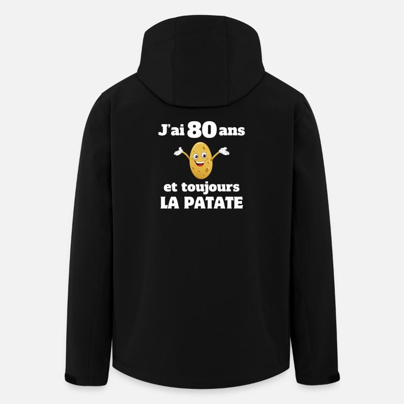 80 år, 80 år, jeg er 80 år - Softshelljacka herr i återvunnen polyester Stanley/Stella - svart