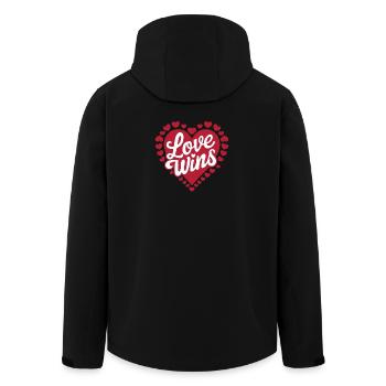 Love Wins Heart Design - Men’s Recycled Softshell Jacket by Stanley/Stella - black - Back - AI Model Male 185 light (185cm)