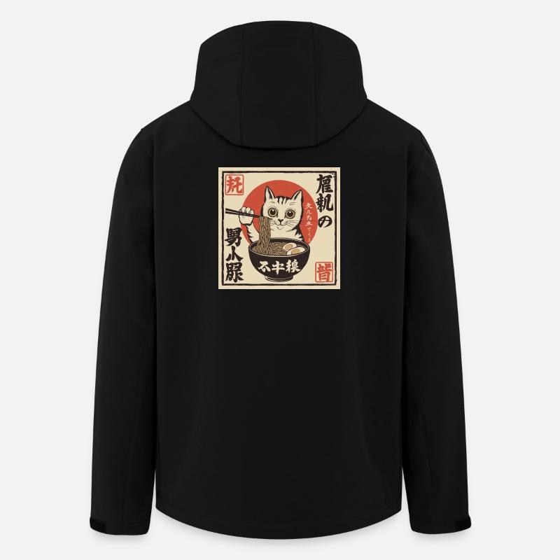 Cat and Ramen (Japan-Style) - Men’s Recycled Softshell Jacket by Stanley/Stella - black