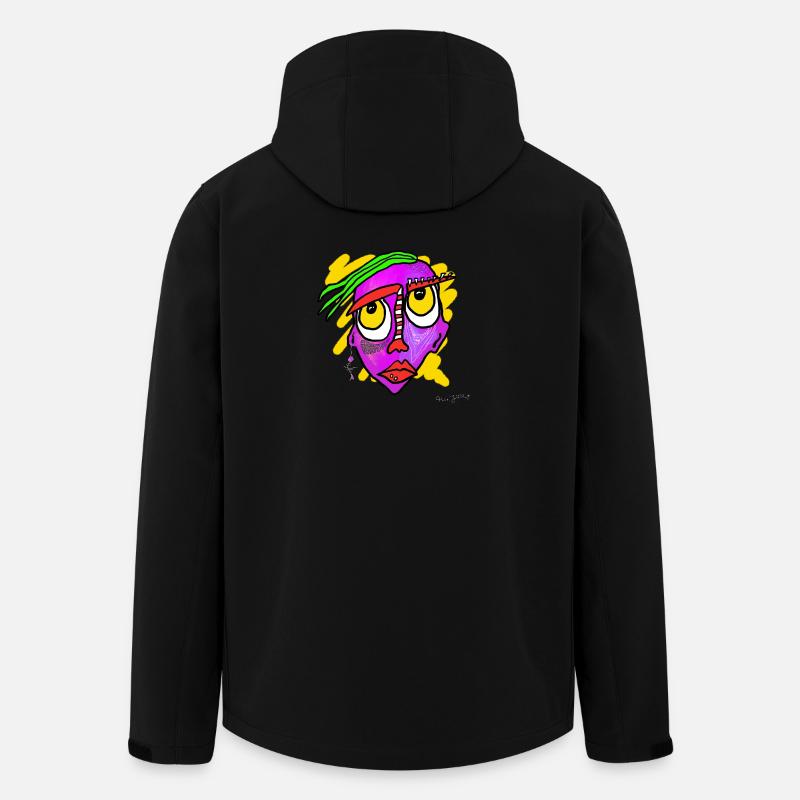 Buntes Surreal-Gesicht Kunstwerk - Recycelte Männer Softshell-Jacke von Stanley/Stella - Schwarz