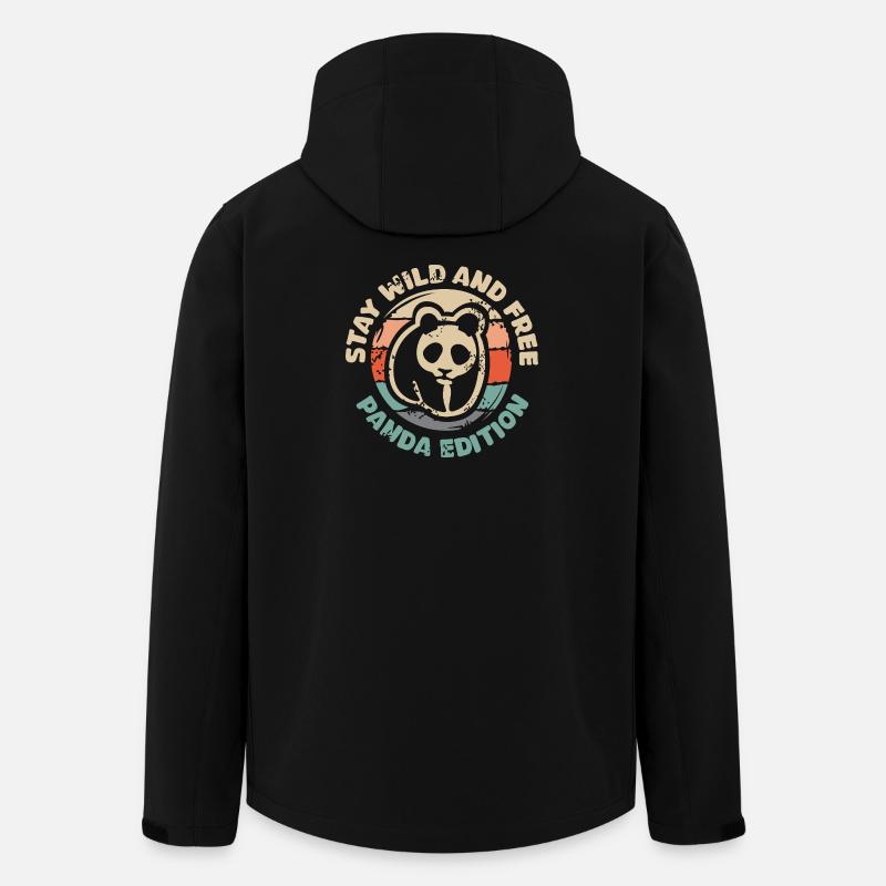 Stay Wild and Free – Panda Edition Retro Design - Recycelte Männer Softshell-Jacke von Stanley/Stella - Schwarz