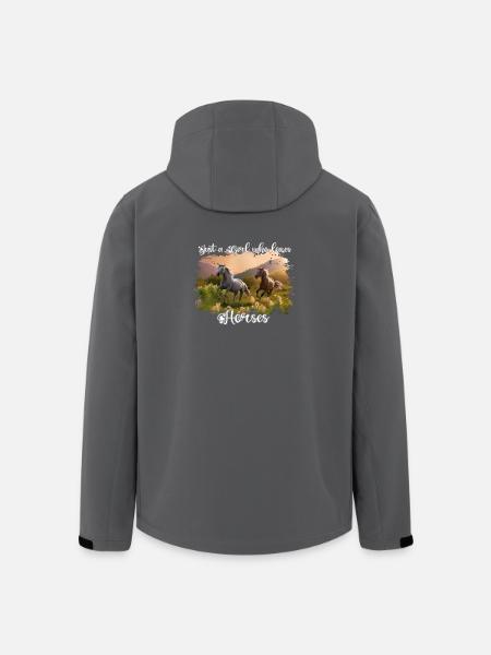Loving Horse Love Illustration - Men’s Recycled Softshell Jacket by Stanley/Stella - black