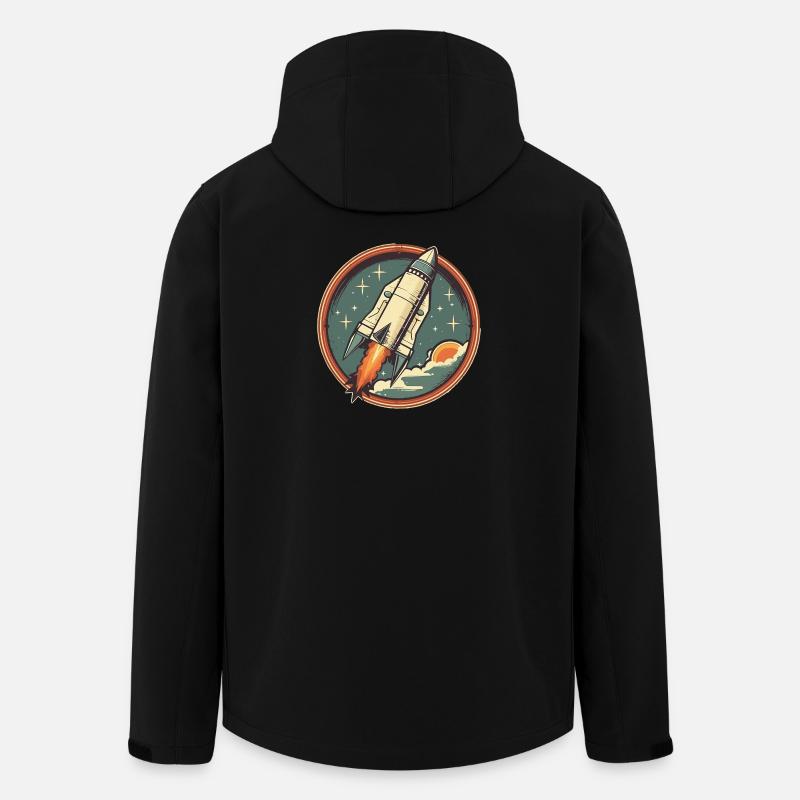 Retro Rocket - Weltraum Rakete - Recycelte Männer Softshell-Jacke von Stanley/Stella - Schwarz