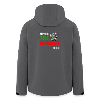 Espresso Italy / Coffee Design - Men’s Recycled Softshell Jacket by Stanley/Stella - black - Back - AI Model Male 185 light (185cm)