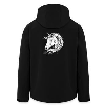 Elégant portrait de cheval avec crinière en blanc - Veste softshell homme en polyester recyclé Stanley/Stella - noir - Dos - AI Model Male 185 light (185cm)