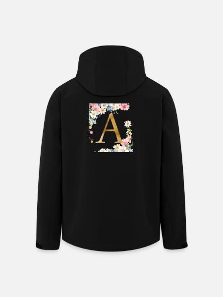 A Monogram, Floral, Personalizable - Men’s Recycled Softshell Jacket by Stanley/Stella - black