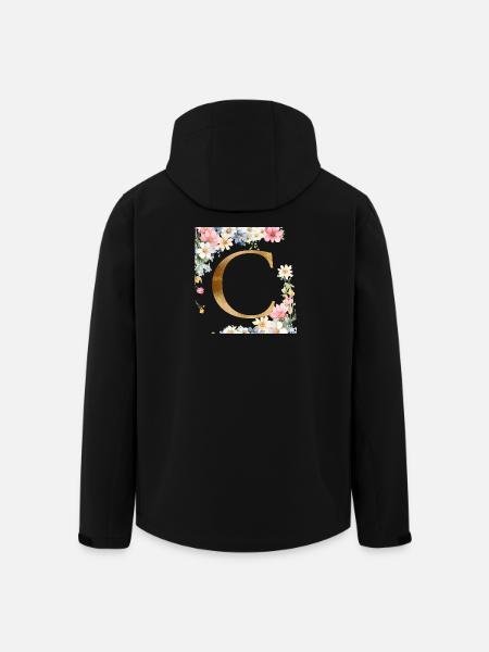 C Monogram, Floral, Customizable - Men’s Recycled Softshell Jacket by Stanley/Stella - black