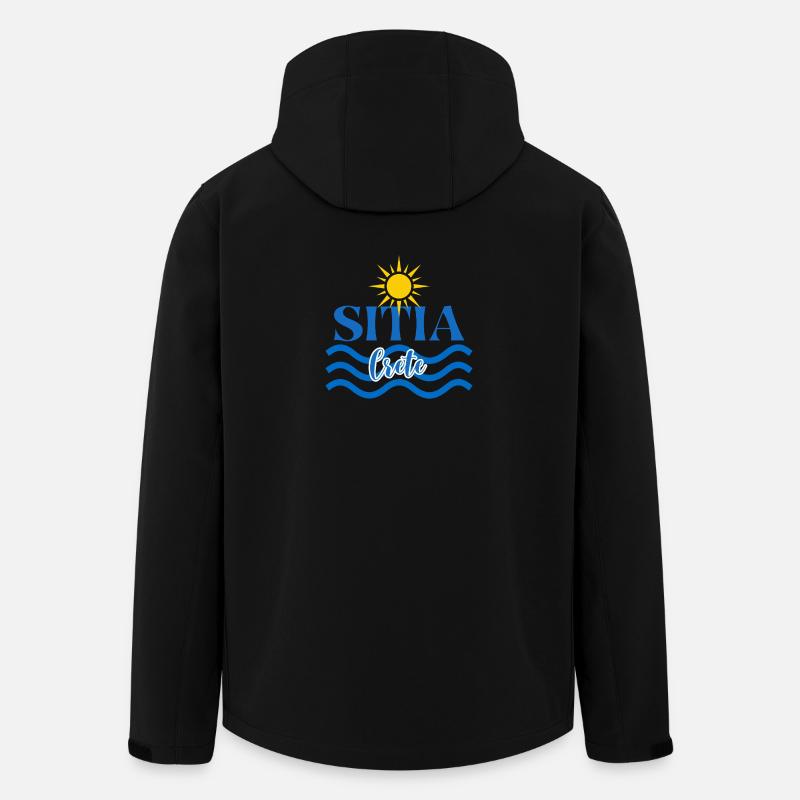 Soleil et ondes de Crète - Veste softshell homme en polyester recyclé Stanley/Stella - noir