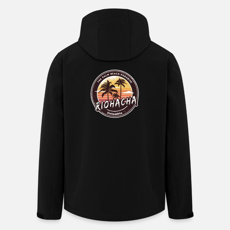 Riohacha Palm Trees Beach Design - Men’s Recycled Softshell Jacket by Stanley/Stella - black