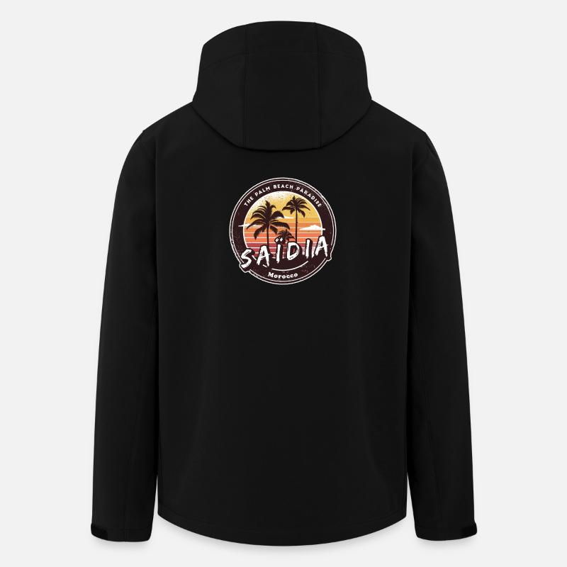 Saïdia Maroc Palmier Design - Veste softshell homme en polyester recyclé Stanley/Stella - noir