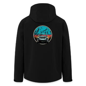Illustration d’aventure en jeep de montagne - Veste softshell homme en polyester recyclé Stanley/Stella - noir - Dos - AI Model Male 185 light (185cm)
