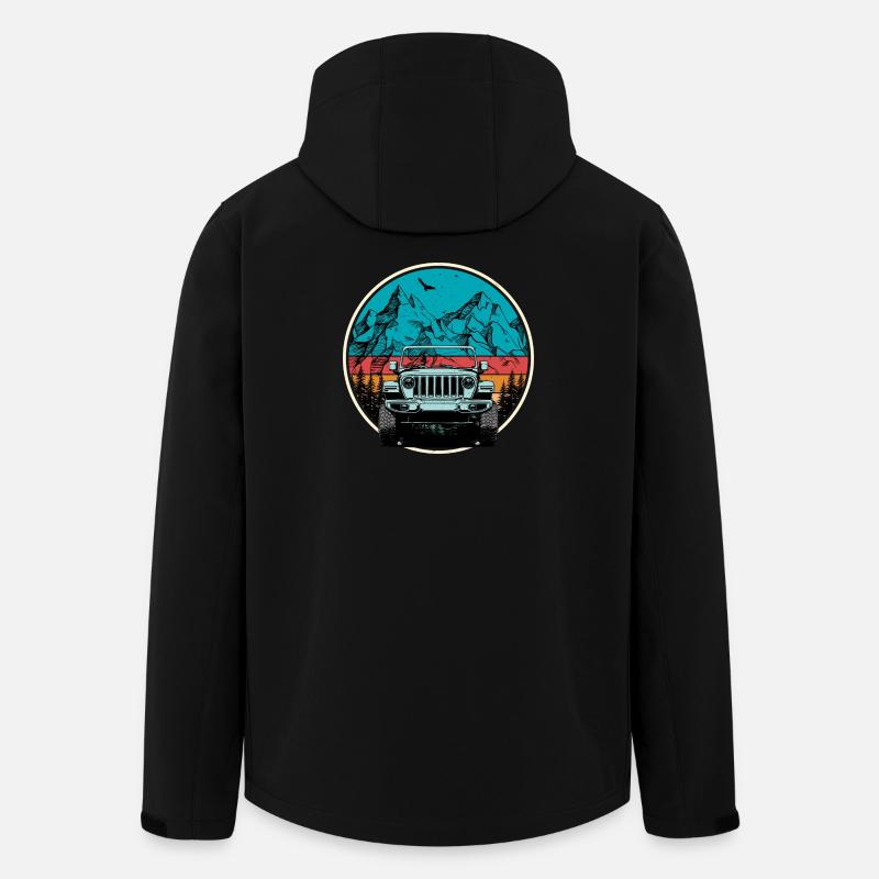 Mountain Jeep Adventure Illustration - Men’s Recycled Softshell Jacket by Stanley/Stella - black