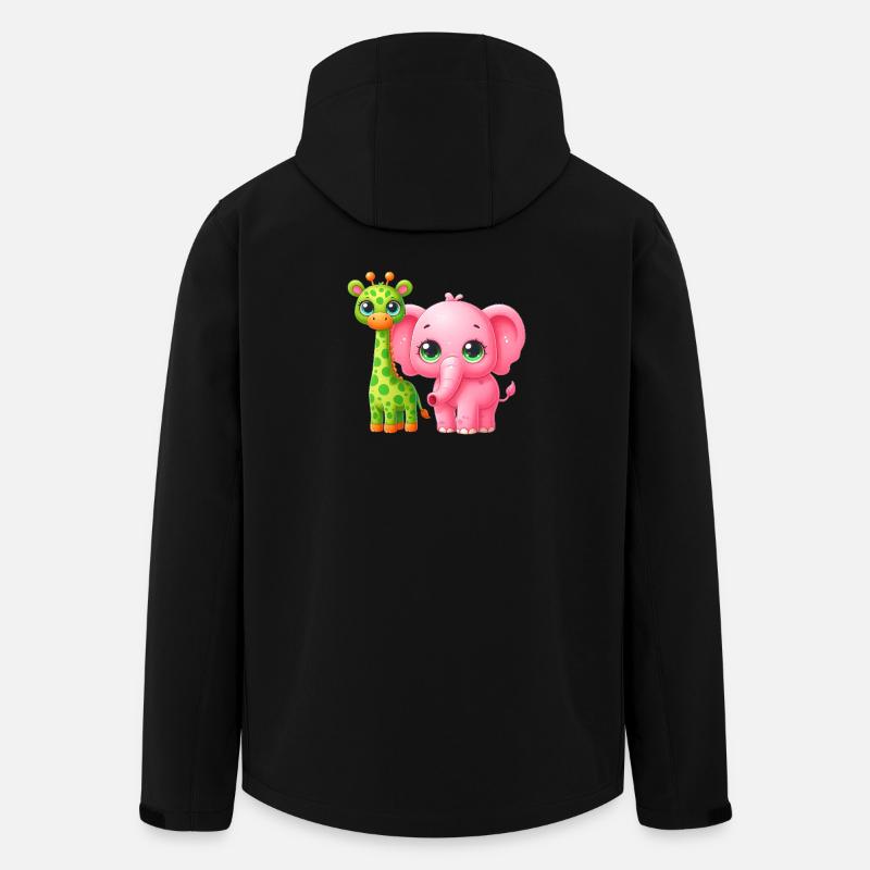 Illustration d’amitié animale mignonne - Veste softshell homme en polyester recyclé Stanley/Stella - noir