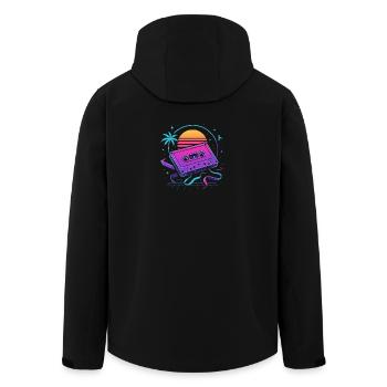 Retro Mixtape Vibes - Men’s Recycled Softshell Jacket by Stanley/Stella - black - Back - AI Model Male 185 light (185cm)