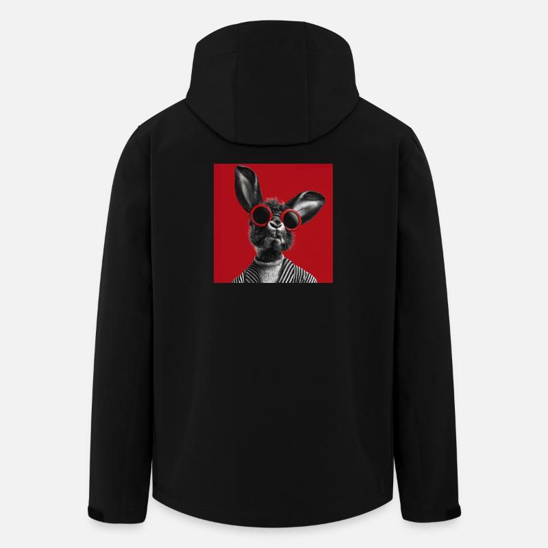 Bunny with sunglasses against red background - Men’s Recycled Softshell Jacket by Stanley/Stella - black