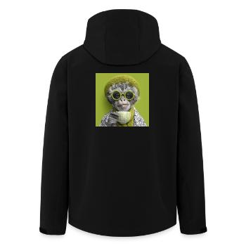 Stylisher Affe mit Sonennbrille und Kaffeetasse - Recycelte Männer Softshell-Jacke von Stanley/Stella - Schwarz - Hinten - AI Model Male 185 light (185cm)