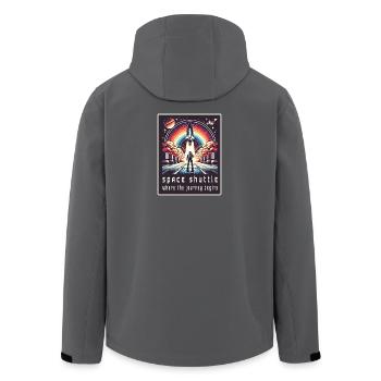 Space Shuttle - Die Reise beginnt - Recycelte Männer Softshell-Jacke von Stanley/Stella - Anthrazit - Hinten - AI Model Male 185 light (185cm)