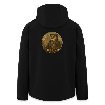 Professor Eule – Oxford Wisdom - Recycelte Männer Softshell-Jacke von Stanley/Stella - Schwarz - Hinten - AI Model Male 185 light (185cm)