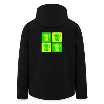 Retro Espresso Maker Pop Art - Men’s Recycled Softshell Jacket by Stanley/Stella - black - Back - AI Model Male 185 light (185cm)