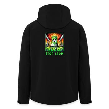 Stop Atom – Radioactive - Men’s Recycled Softshell Jacket by Stanley/Stella - black - Back - AI Model Male 185 light (185cm)