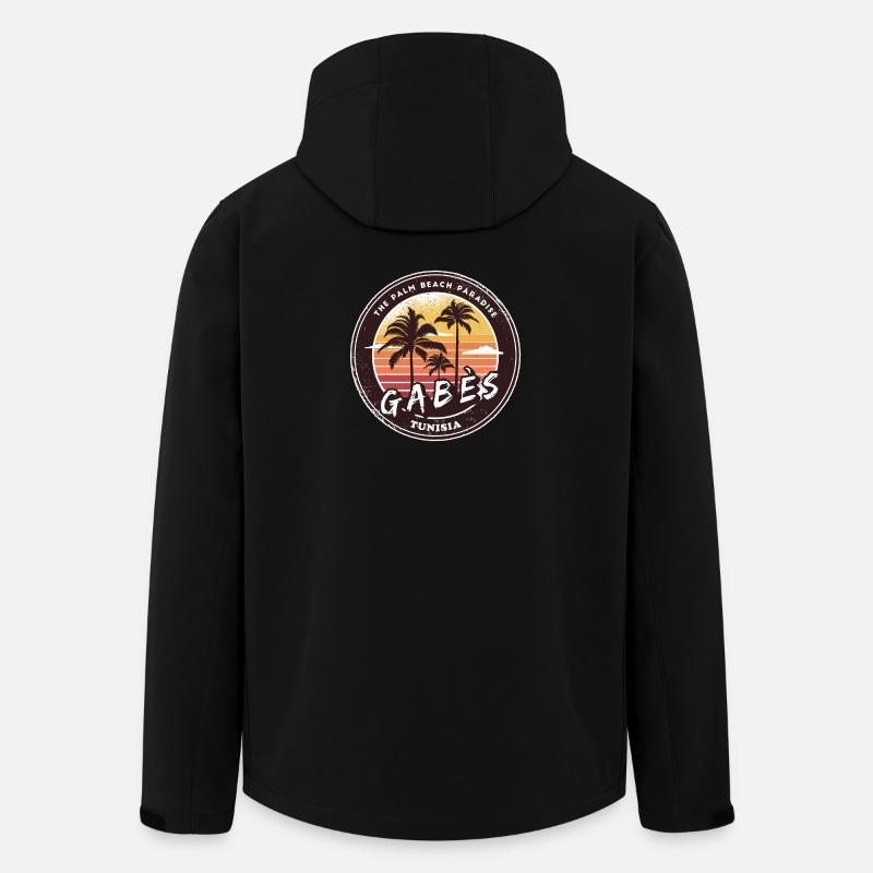 Gabès Tuneisen Palmen Design - Recycelte Männer Softshell-Jacke von Stanley/Stella - Schwarz