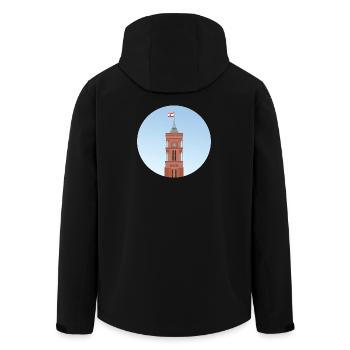 La tour de l’hôtel de ville rouge de Berlin - Veste softshell homme en polyester recyclé Stanley/Stella - noir - Dos - AI Model Male 185 light (185cm)