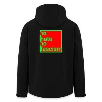 no hate no fascism - Men’s Recycled Softshell Jacket by Stanley/Stella - black - Back - AI Model Male 185 light (185cm)