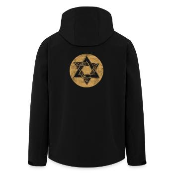 Étoile de David ornée en cercle doré - Veste softshell homme en polyester recyclé Stanley/Stella - noir - Dos - AI Model Male 185 light (185cm)