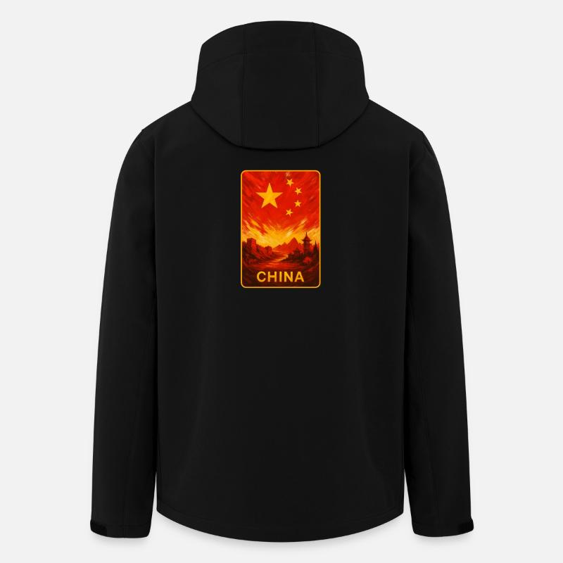 Art de voyage en Chine - Veste softshell homme en polyester recyclé Stanley/Stella - noir