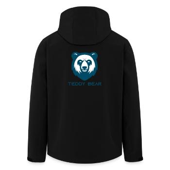 Teddy Bear Bär Logo – Minimalistischer Bärenkopf - Recycelte Männer Softshell-Jacke von Stanley/Stella - Schwarz - Hinten - AI Model Male 185 light (185cm)