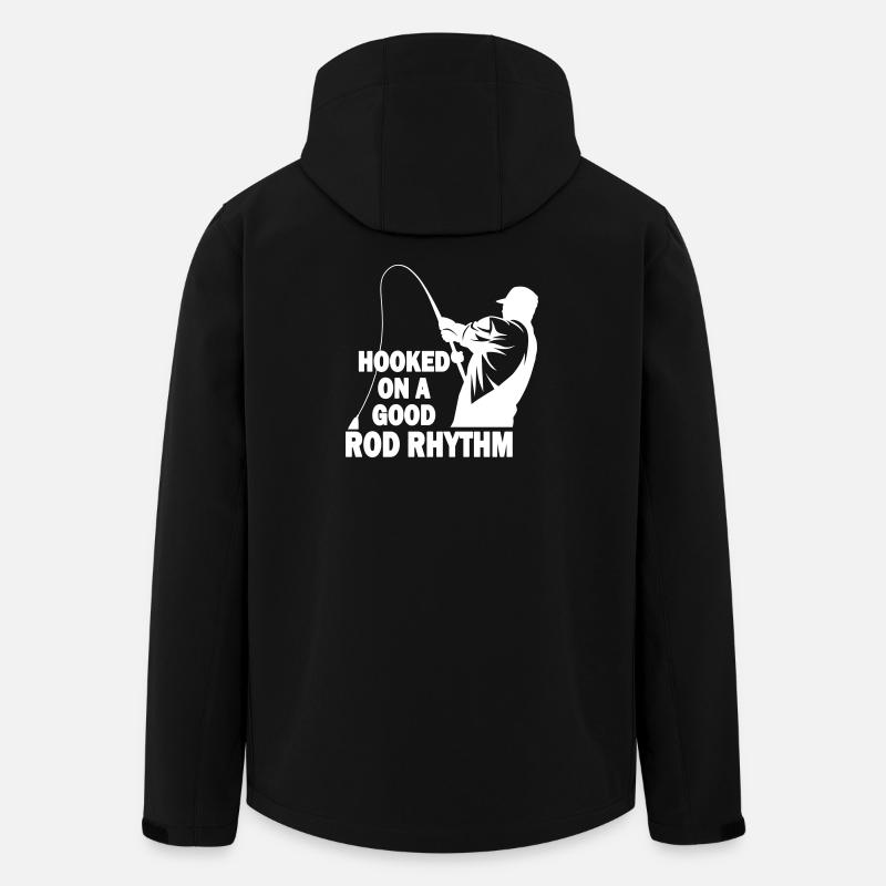 Accroché à une bonne tige Rythmique Silhouette de pêcheur - Veste softshell homme en polyester recyclé Stanley/Stella - noir