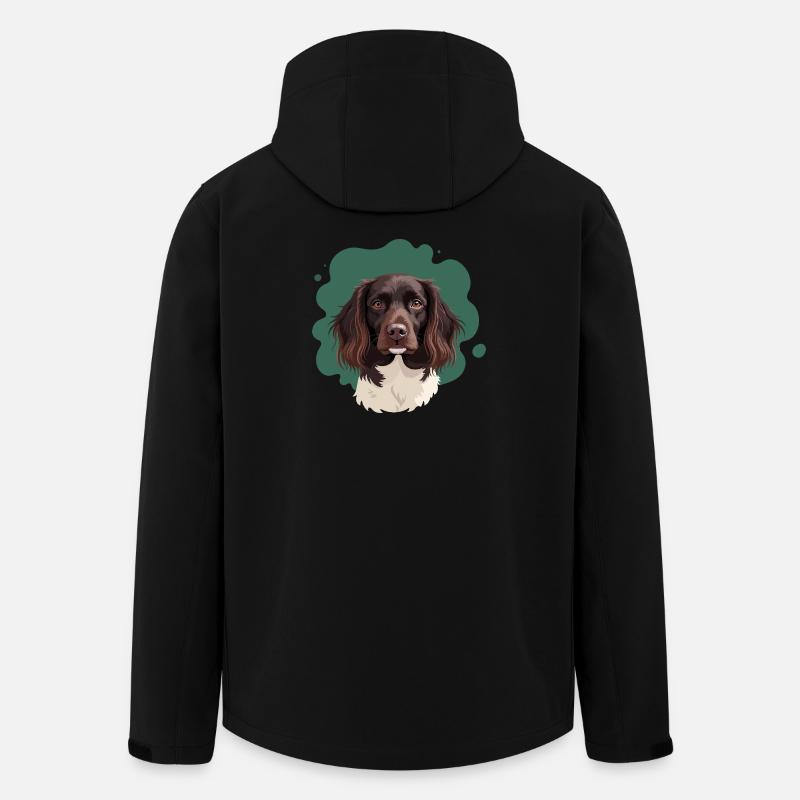Petit Münsterlander sur fond vert - Veste softshell homme en polyester recyclé Stanley/Stella - noir