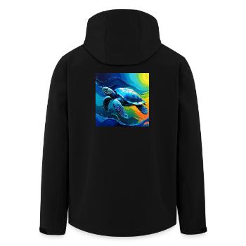 Vivid Marine Turtle Art Design - Men’s Recycled Softshell Jacket by Stanley/Stella - black - Back - AI Model Male 185 light (185cm)
