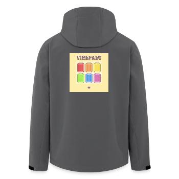VIELFALT INKLUSION PRIDE KOFFER - Recycelte Männer Softshell-Jacke von Stanley/Stella - Anthrazit - Hinten - AI Model Male 185 light (185cm)