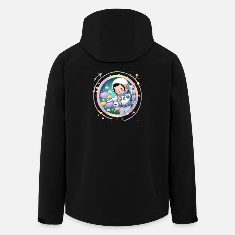 Astronautenmädchen mit Pilzen – Süßes Space-Design - Recycelte Männer Softshell-Jacke von Stanley/Stella - Schwarz