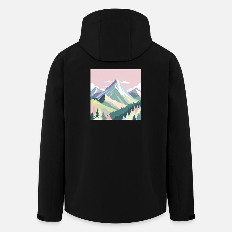Abstrakte Berglandschaft mit Pastellfarben - Recycelte Männer Softshell-Jacke von Stanley/Stella - Schwarz