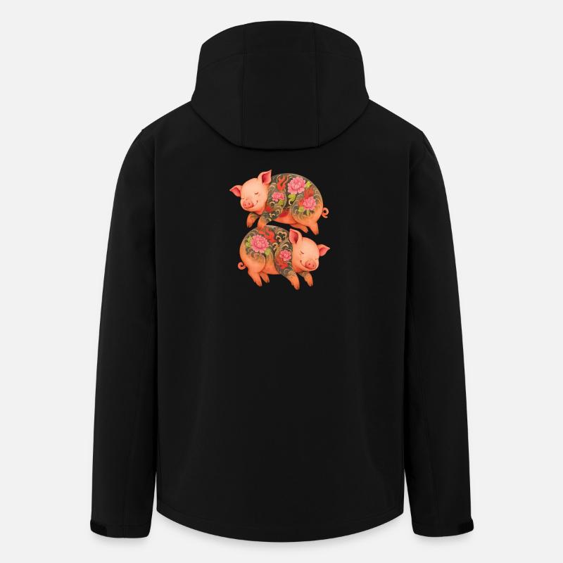 Floating Tattooed Piglets – Double Zen Ink - Men’s Recycled Softshell Jacket by Stanley/Stella - black