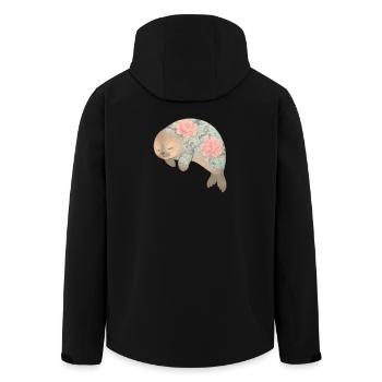 Watercolor Yakuza Seal – Cute Pastel Tattoo Art - Men’s Recycled Softshell Jacket by Stanley/Stella - black - Back - AI Model Male 185 light (185cm)