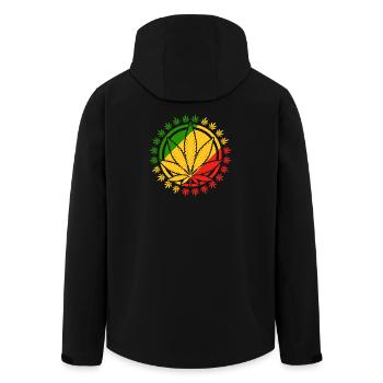 Motif de feuille de cannabis inspiré de Rasta - Veste softshell homme en polyester recyclé Stanley/Stella - noir - Dos - AI Model Male 185 light (185cm)