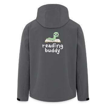 Reading friend Cute bookworm with book - Men’s Recycled Softshell Jacket by Stanley/Stella - anthracite - Back - AI Model Male 185 light (185cm)